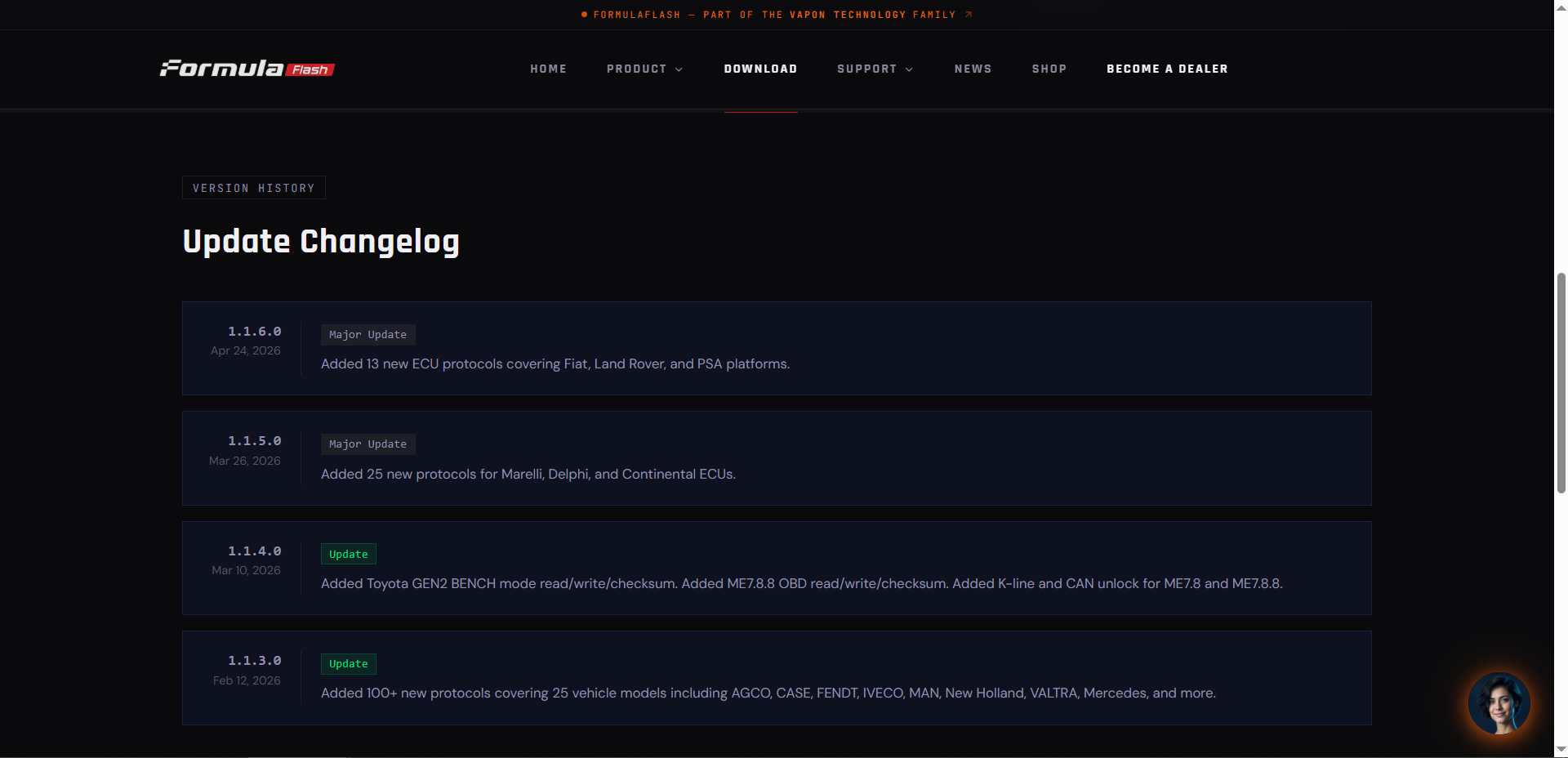 Formula Flash Update Changelog