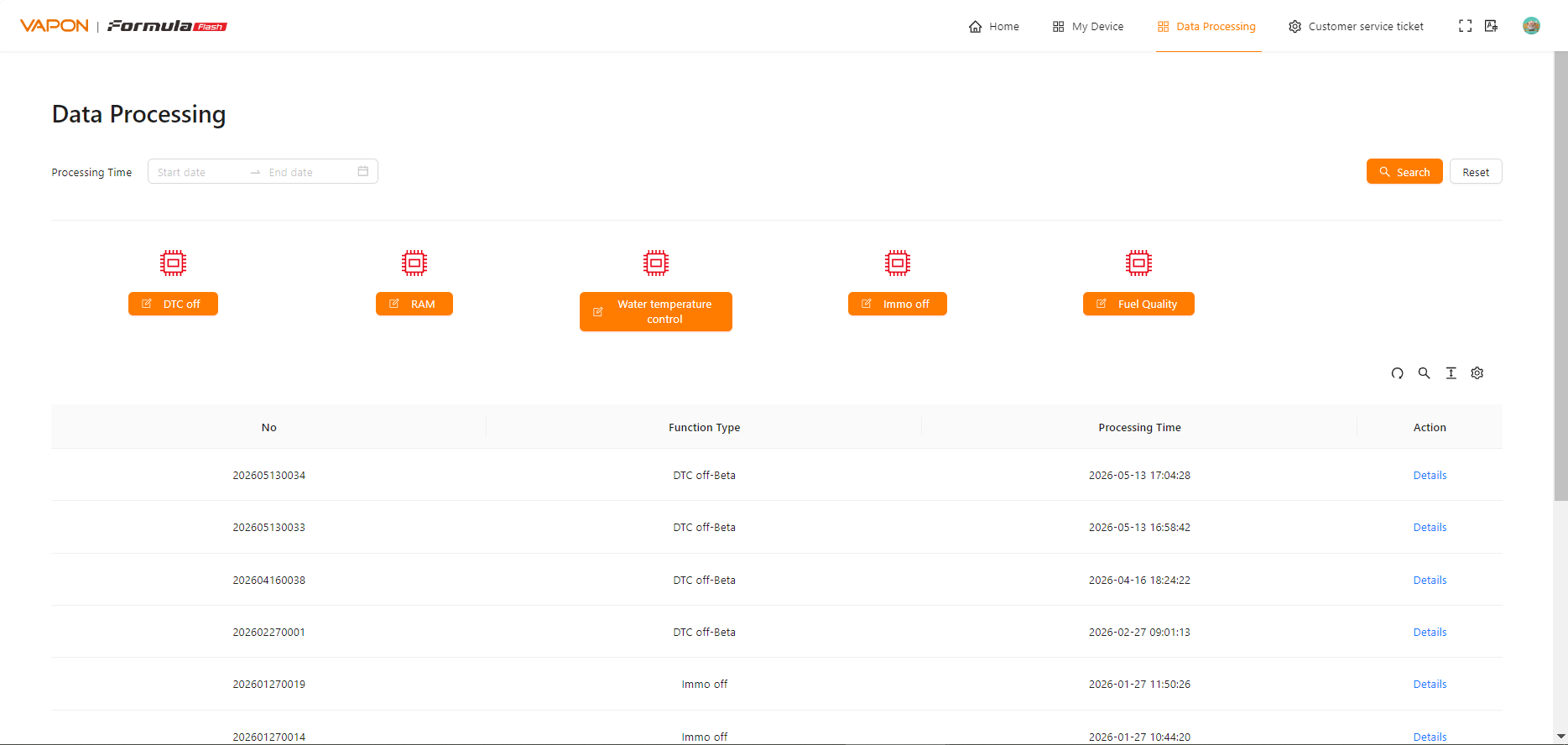 Data Processing Dashboard